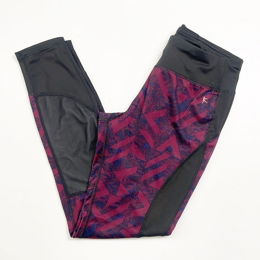 Danskin Now maroon/black mesh panel leggings